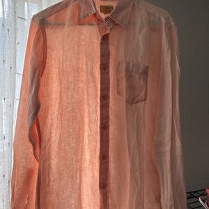 Tre Vero Pink Casual Button Down Shirt Lightweight